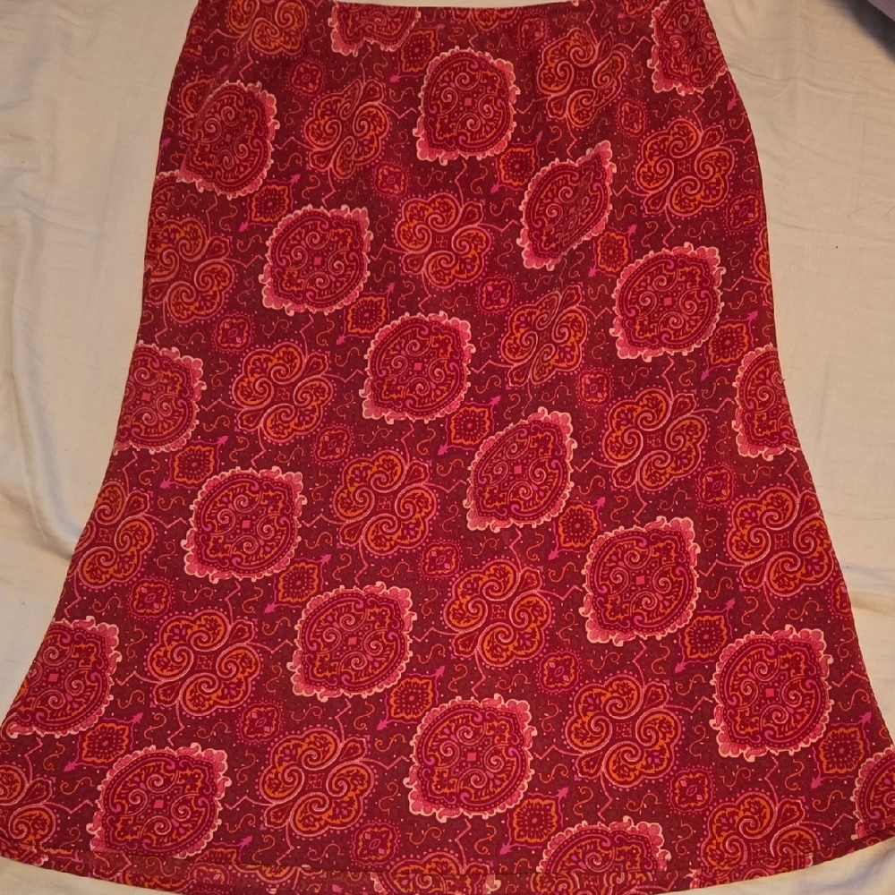 Garage Red Paisley Midi Skirt